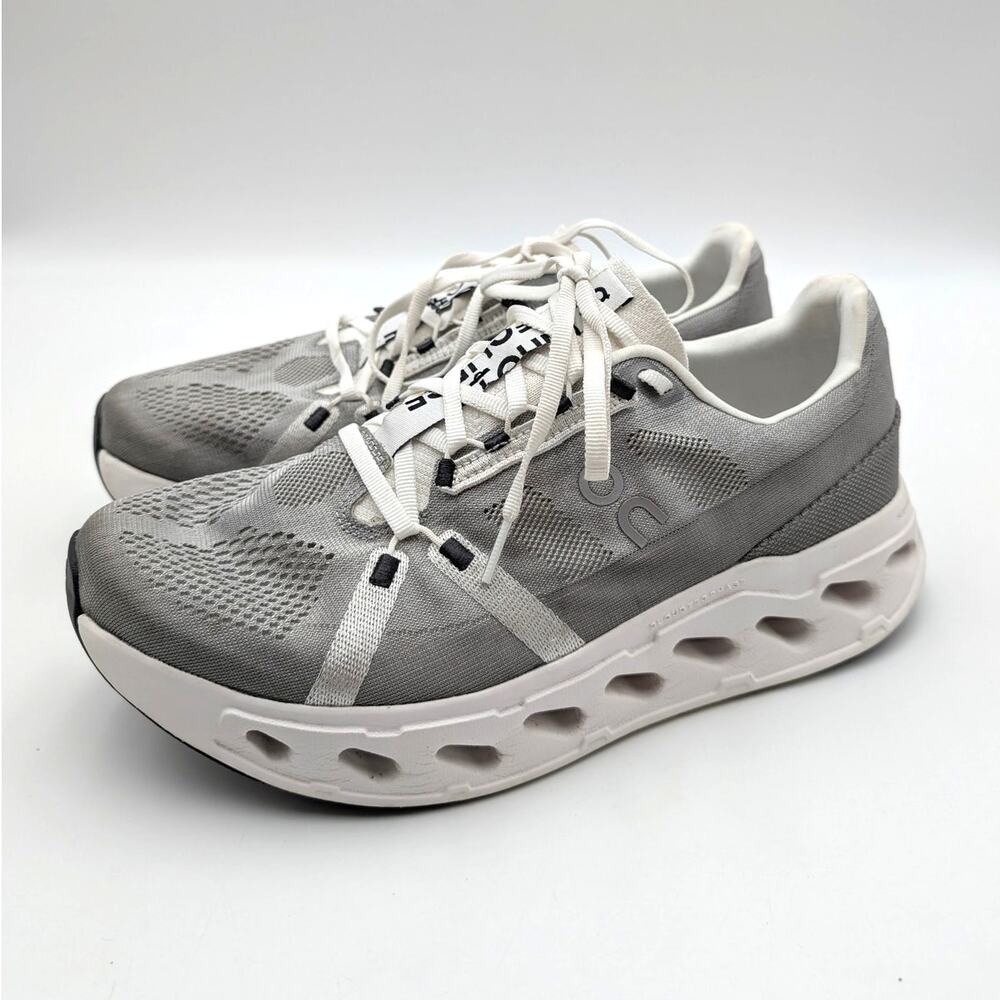 On Cloudeclipse Lace-Up Sneaker Shoes Round Toe Men's Alloy/White Sz US11.5 EU46